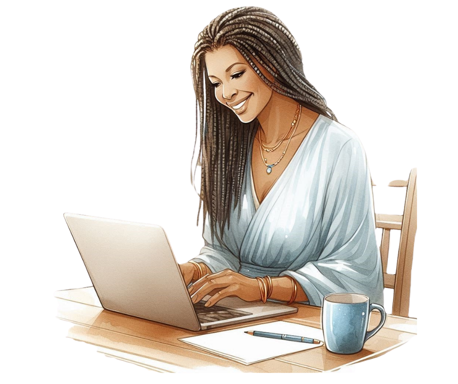 femme ecrivant un blog a lordinateur