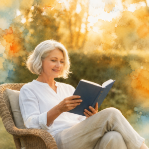 Accueil Femme lisant paisiblement un livre
