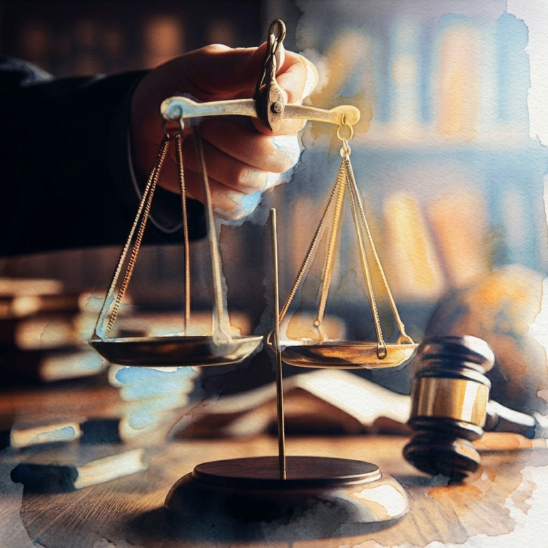 une main qui tient une balance de justice