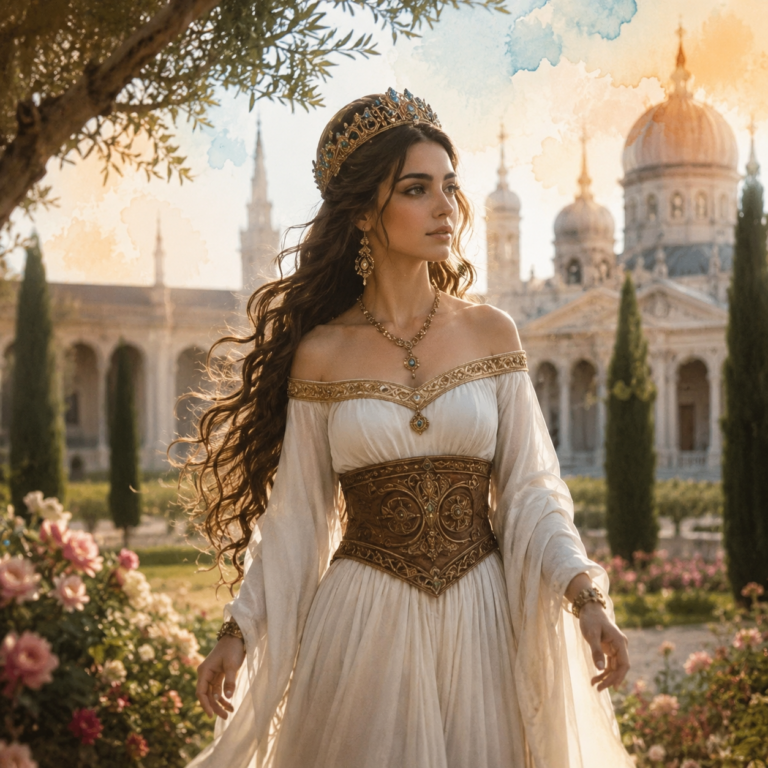la reine esther se promenant