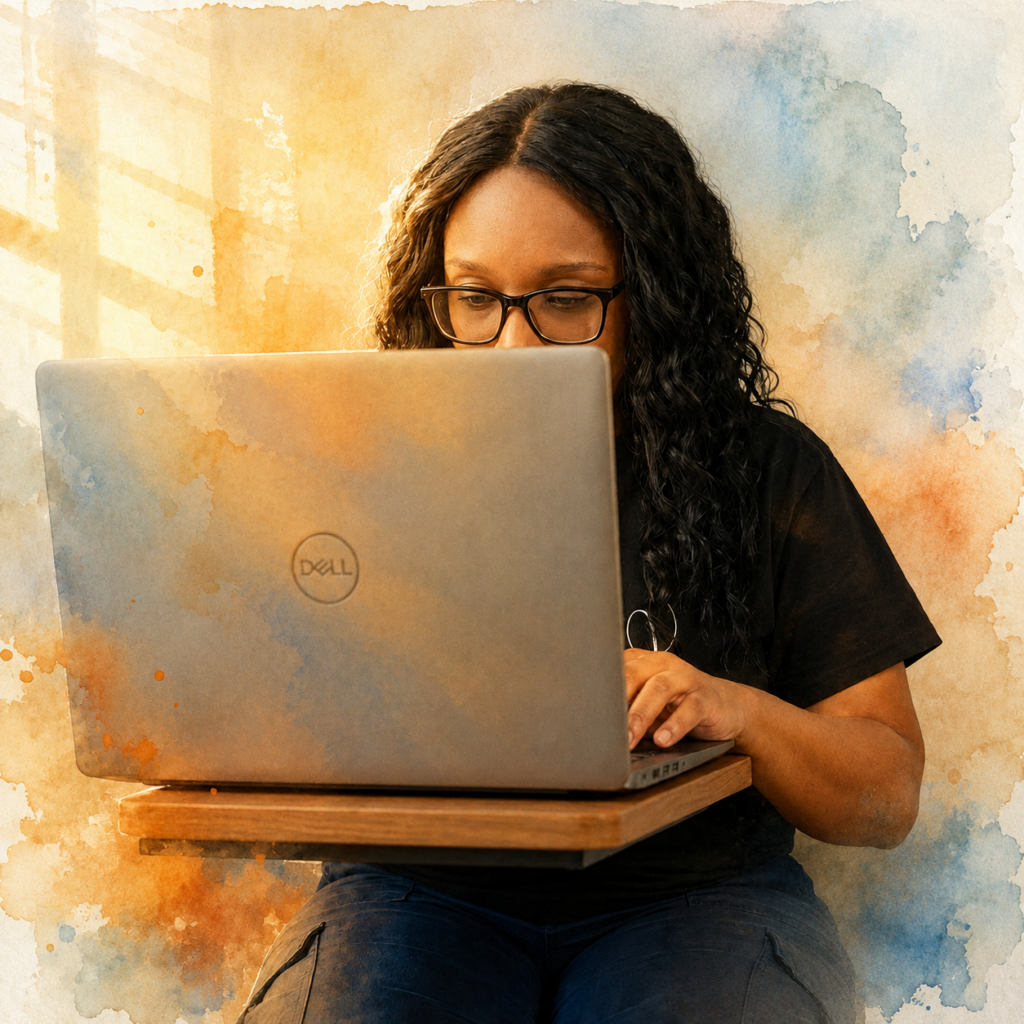 une femme concentrée sur son portable